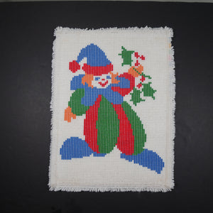 Vintage 80's Hand Stitched Clown Rug (2' x 3')