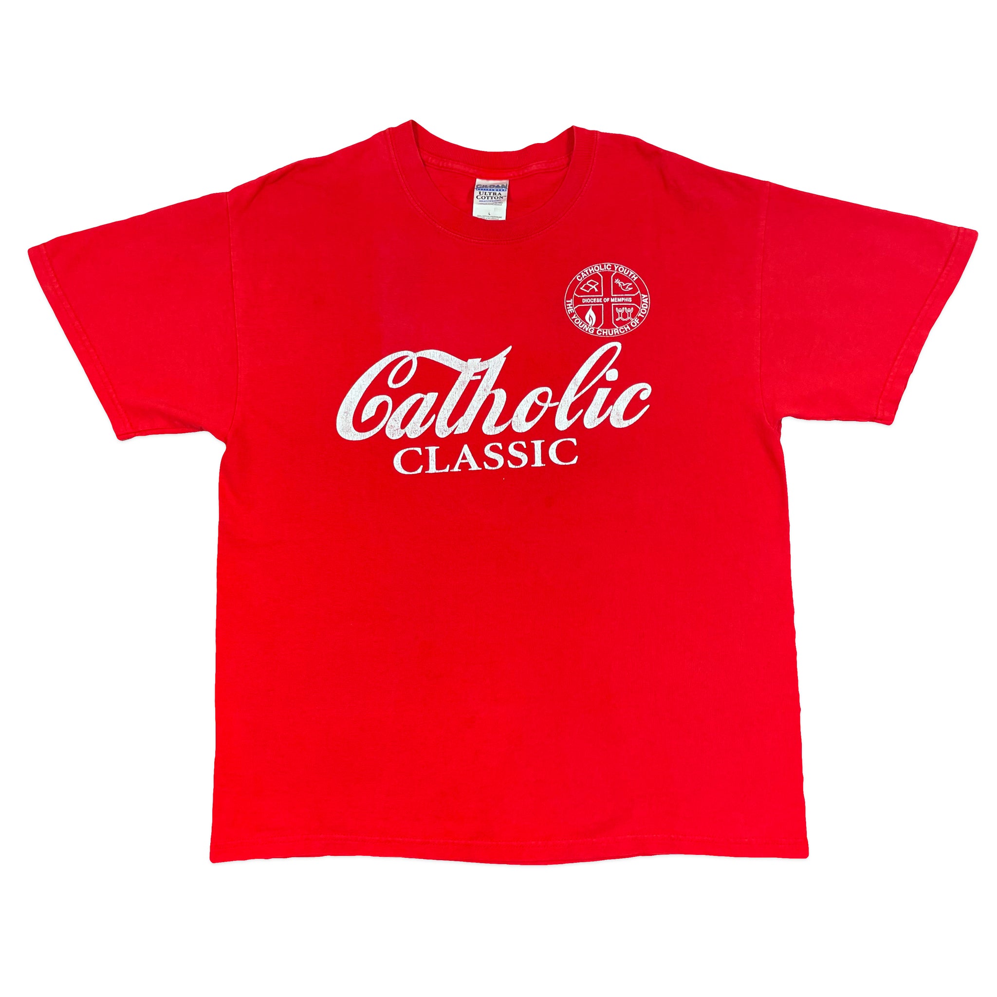 coca cola monsters of the gridiron t shirt Vintage Catholic Classic Coca Cola Tee (L) – Fantasy Explosion