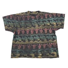 Vintage 90’s Hand Block Printed Cactus Skull Tee (Boxy L)