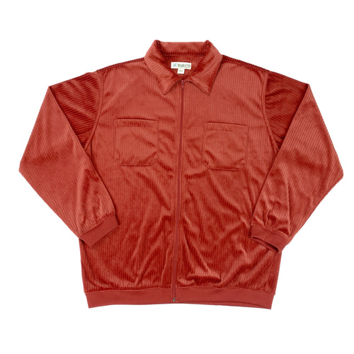 Velour Ribbed Zip Top (Size L)