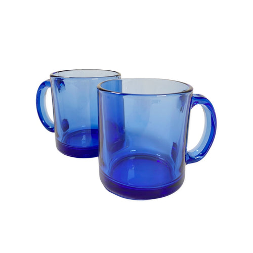 Vintage 90’s Blue Glass Mug Set (2)
